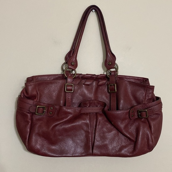 Plinio Visona Elegant Burgundy Leather Tote Bag women Large boho Y2K avant-garde - Picture 15 of 15